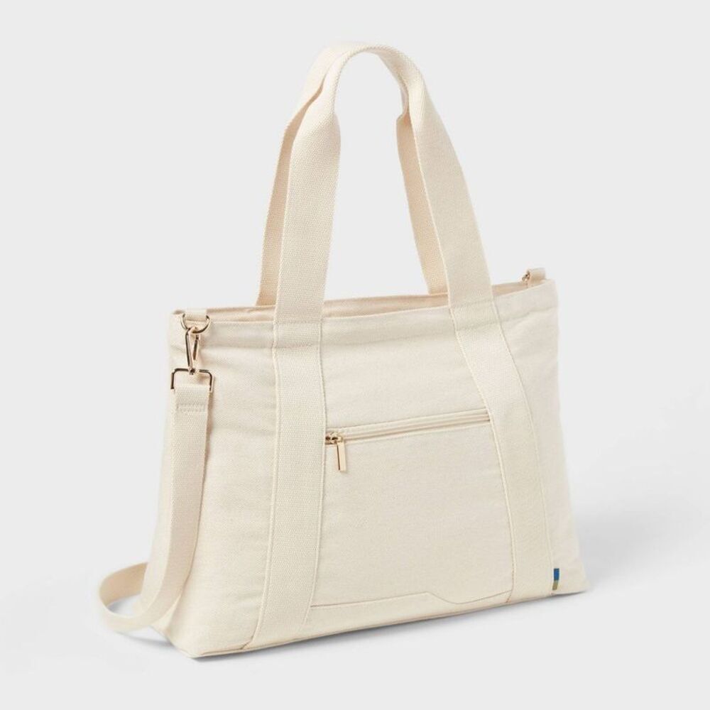 Open Story - Solid Canvas School Tote Bag - Open Story Natural Natural